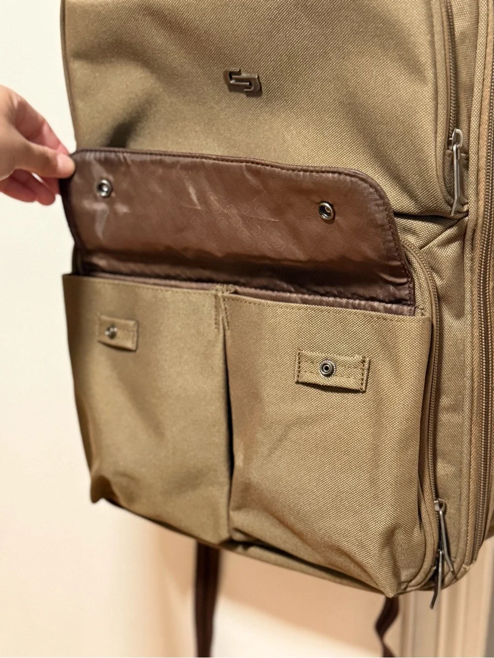 Solo New York Executive Backpack in Khaki & Brown Colorway (